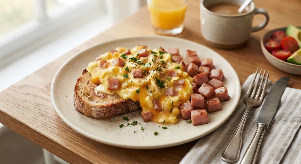 Scrambled Eggs with Cheese & Ham